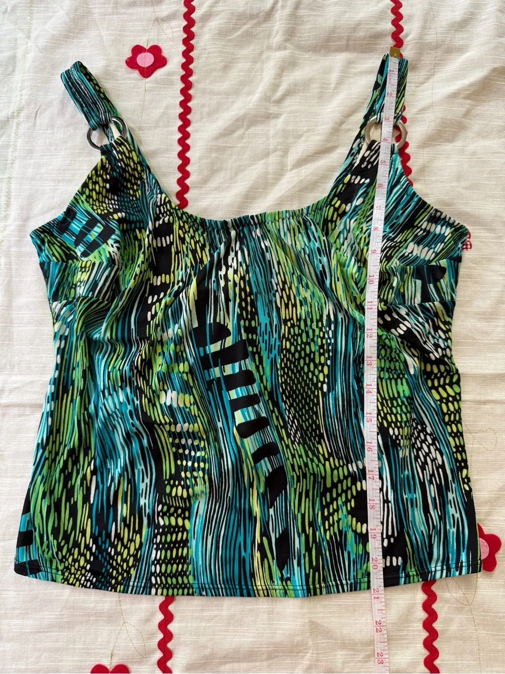 Vintage Tankini Bikini Set 2 Piece Swim Suit Size 10 Made in USA Green  Floral.